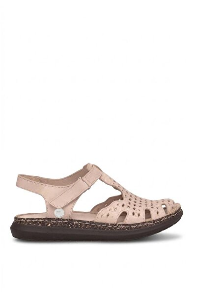 Mammamia D26YS-2750 Γυναικεία φλατ σανδάλια από γνήσιο δέρμα μπεζ