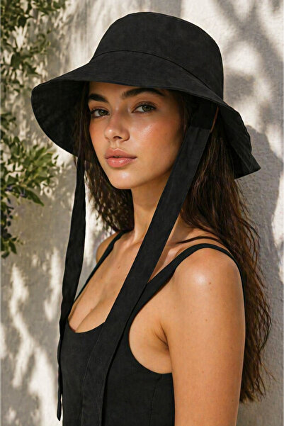 Bermody Γυναικείο Μαύρο Καπέλο Bucket με Κορδόνια – Αντηλιακό Καπέλο Παραλίας...