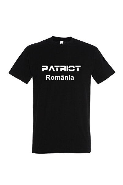 Eom Tricou Personalizat "PATRIOT România", Bumbac 100%, Negru,