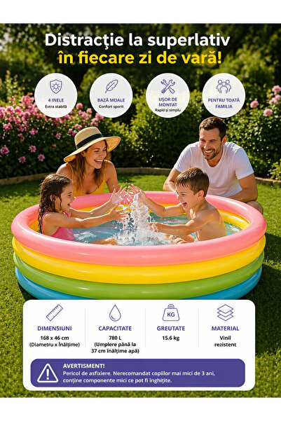 Intex Φουσκωτή Παιδική Πισίνα 4 Στεφάνια, 168x46 εκ., 780 λίτρα, Άνετη Βάση, ...