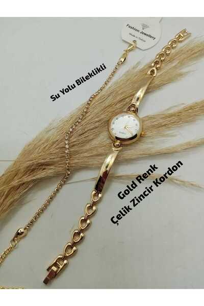 Brality موديل كلاسيكي - تصميم سوار ذهبي اللون - ساعة يد نسائية (سوار يد ذهبي ...