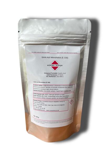 Sitrik Asit Monohidrat / Limon Tuzu – 100 g Doypack – Doğal Kireç Çözücü / Citric Acid Monohydrate