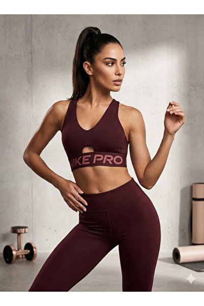 Nike Pro Indy Plunge Medium-Support Padded Training Kadın Bra yakamoz spor