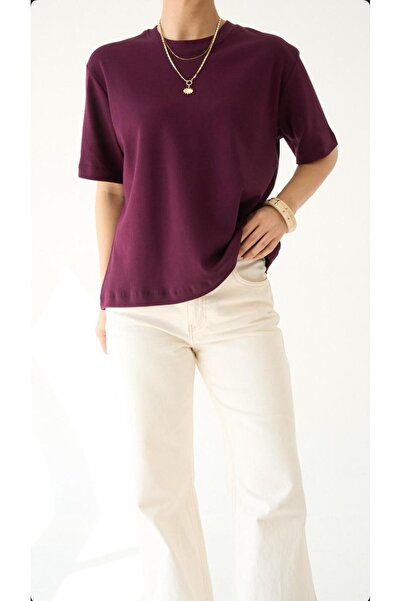 Premium Pamuklu Bisiklet yaka Rahat kalıp Basic T-Shirt
