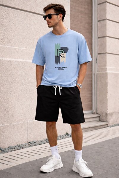 x-compass life Set unisex de tricou și pantaloni scurți oversize de vară – Co...