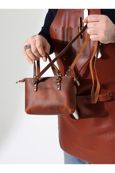 Wild West Crafted حقيبة صغيرة من الجلد الطبيعي أنيقة وعملية. هدية عيد الميلاد وعيد الأم وعيد الحب