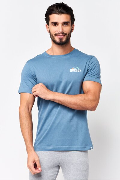 Hurley Men Sportswear Fit Short Sleeve Outdoor T-Shirt, Slate Blue