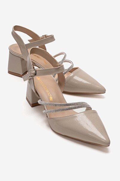 CCWAY AYAKKABI Γυναικεία παπούτσια με τακούνι ΜΠΕΖ ΣΚΑΡΕΤΑ