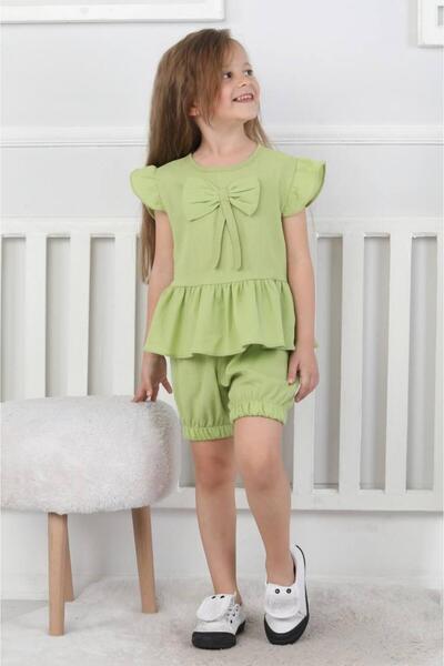 Erzani Kids Erzani Giyim Set dublu pentru fete cu detalii de fundă și pantalo...