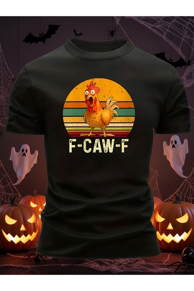 yiou trendy clothing تي شيرت رجالي بنمط Fun Chick - تصميم F-Caw-F Rooster، نم...