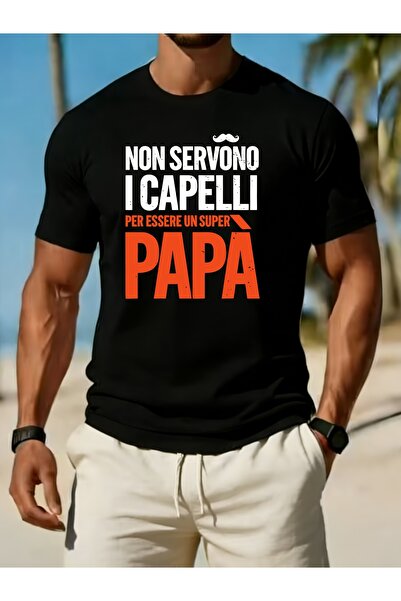 yiou trendy clothing تي شيرت رجالي بأكمام قصيرة مطبوع عليه شعار "Super Dad" ع...