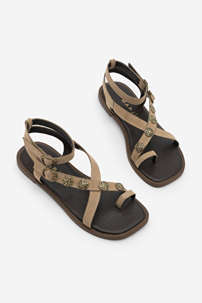 Marjin Γυναικεία σανδάλια με χιαστί λουράκια, αγκράφα στον αστράγαλο και καθη...