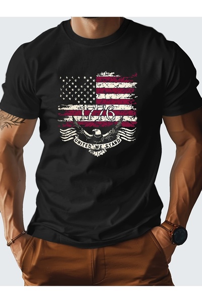 yiou trendy clothing تي شيرت كاجوال مطبوع برقبة دائرية من القطن 100% بوزن 210...