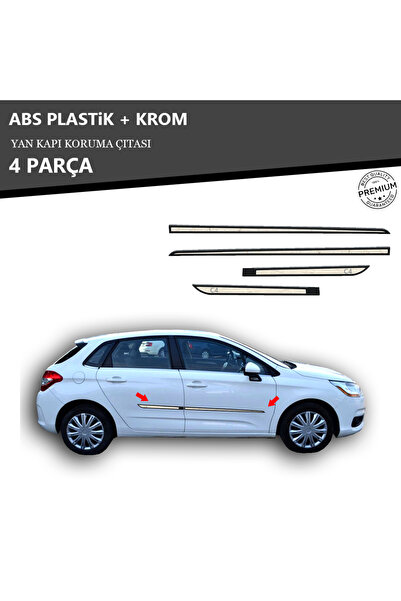 KromGaraj CITROEN C4 2010 ÜZERİ YAN KAPI KORUMA ÇITASI PLASTİK + KROM