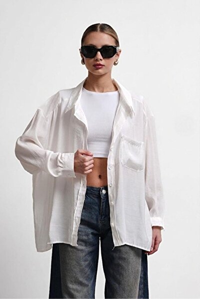 Jaglion Νέα Συλλογή Tensel Premium Γυναικείο Oversize Πουκάμισο