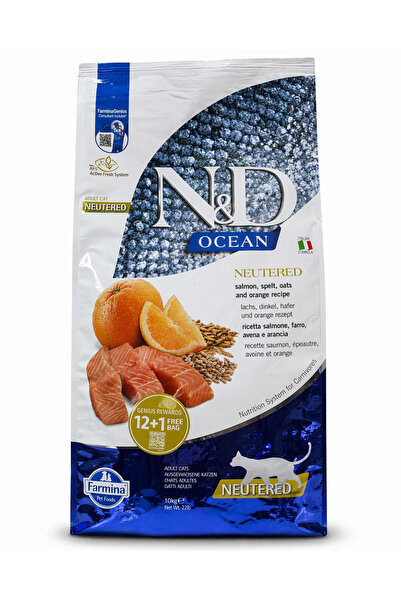 N&D Ocean Somon ve Portakallı Düşük Tahıllı Kısırlaştırılmış Kedi Maması 10KG.