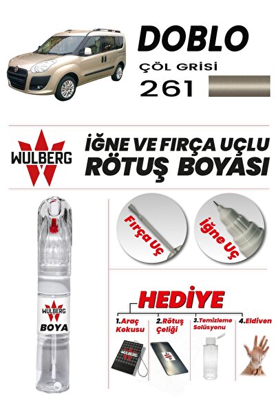 Wulberg Fiat Doblo Çöl Grisi 261 Rötuş Boya 25 ml İğne & Fırça Uçlu Kalıcı Çi...