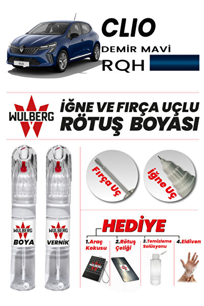 Wulberg Renault Clio Demir Mavi RQH Rötuş Boya 25 ml + Vernik İğne & Fırça Uç...