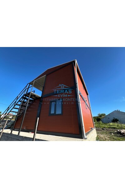 TERAS EVİM PREFABRİK VE KONTEYNER 84m2 Teras Evim Çatılı 21m2 Verandalı Ahşap...