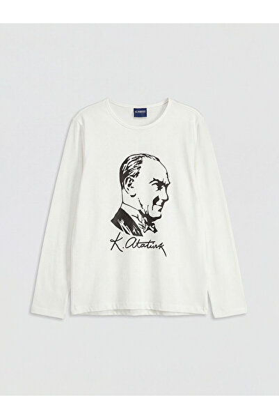 LC Waikiki Peak New Season Crew Neck Ataturk Printed Girls' T-Shirt