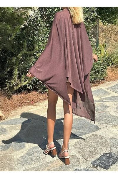 VARENZEA Women's Viscose Knitwear Shawl Asymmetrical Cut Draped Cape Summer Beach Dress