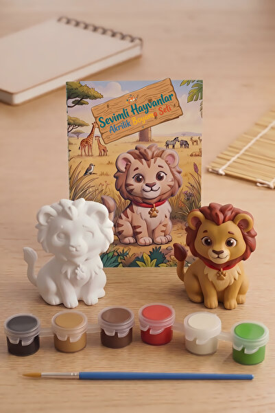 CALLWOOD 3D Aslan Figür Sevimli Hayvanlar Akrilik Boyama Seti - Eğlenceli Hobi
