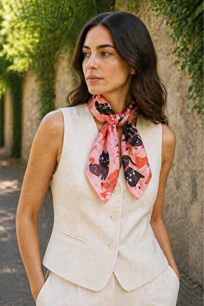 By Zeyna Aksesuar Women's 50X50 cm Patterned Scarf – Silk Satin Look Stylish ...
