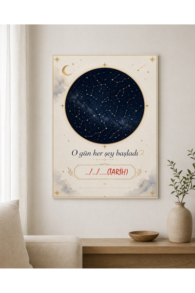 HiperAD Reklam Kişiye Özel Yıldız Haritası Dekota Tablo | Tarih Yazılabilir R...