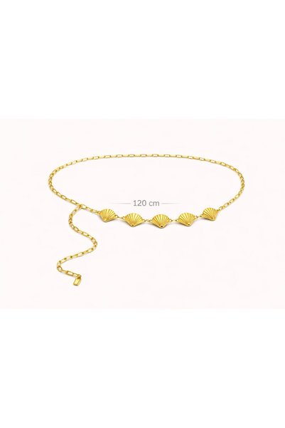 ELVEA Stylish Shell Figured Chain Belt – Gold Color, Suitable for Dress & Trouser Combinations