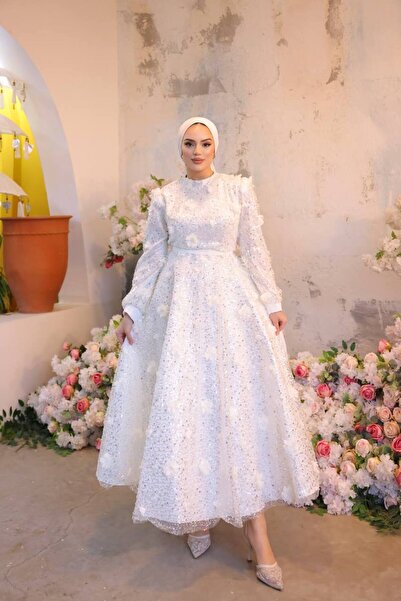 asyadabutik Γυναικείο Ροζ Φόρεμα με Λεπτομέρεια Ροζέτα στη Μέση, Μεγάλο Μέγεθ...