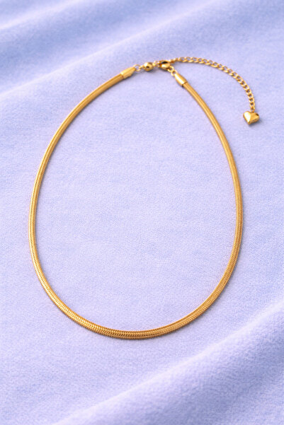 Sylvera Shop Snake Chain Steel Necklace - Stylish Minimalist Design (Gold Color)