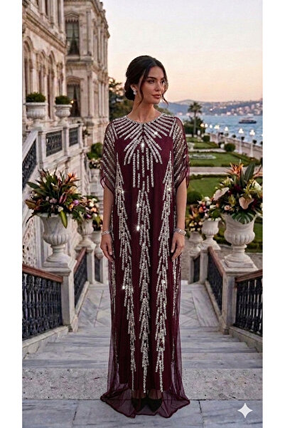 uzer abiye Kristal taş baskılı,Yarasa Kol Abaya- Tesettür ve Modern Giyim Uyu...
