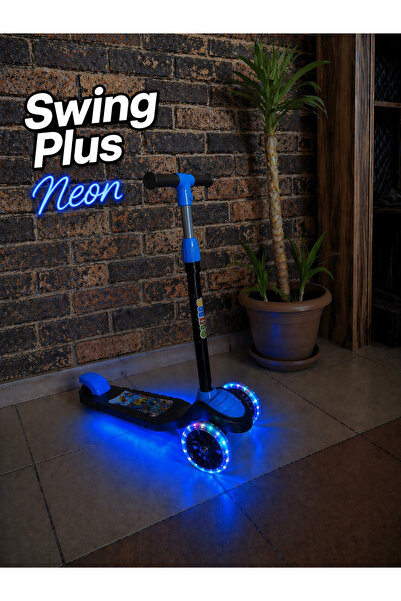 POZART Swing Plus Neon 3Tekerli Led Işıklı Ekstra Taban Aydınlatma 40Kğ Kapas...