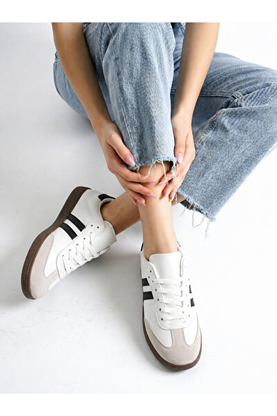 Encool Γυναικεία Λευκά Αθλητικά Παπούτσια – Ρετρό Στυλ, Ριγέ Σχέδιο, Άνετα γι...