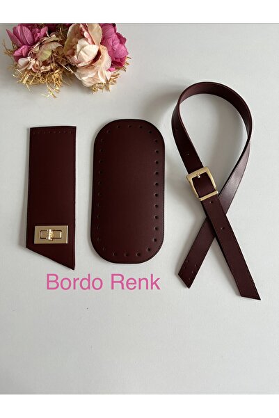 zg hobi aksesuar Shiny Faux Leather Strap, Base, and Cover Set for Knitted Bags