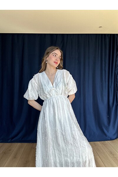 AÈC PRIVÈ Γυναικείο καλοκαιρινό κοντομάνικο μακρύ φόρεμα Lina-434