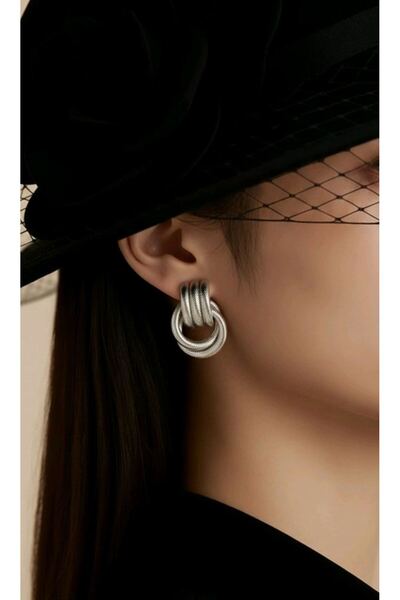 Monalisa Home Figured Silver Color Special Design Earrings