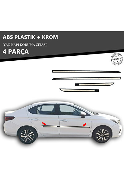KromGaraj HONDA CİTY 2020 ÜZERİ YAN KAPI KORUMA ÇITASI PLASTİK + KROM