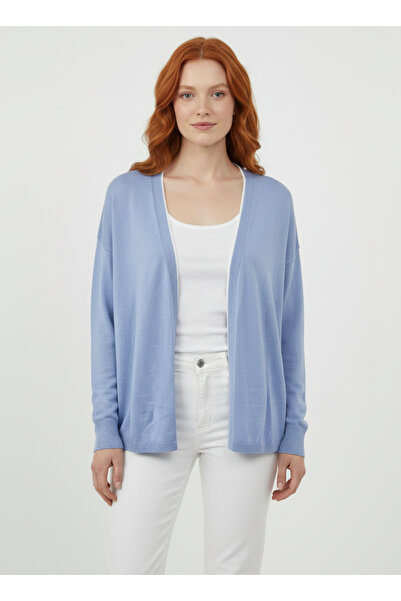 Neden Tekstil Γυναικεία Μπλε Μακρυμάνικη Ζακέτα Άνετης Γραμμής Πλεκτό