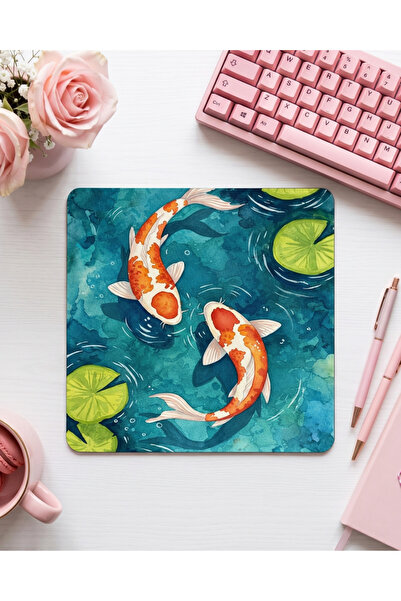 matizya Japon Balığı Desenli Mousepad – Aesthetic Koi Fish Tasarımlı Mouse Pa...