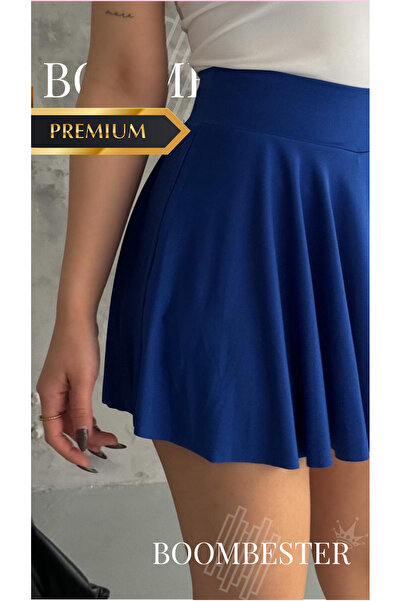 BoomBester Γυναικεία ψηλόμεση πλισέ μίνι φούστα με σορτς – Ύφασμα Sandy, καλο...