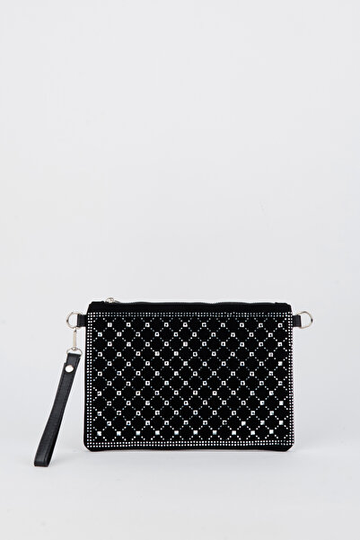 Vivaq Γυναικεία καπιτονέ τσάντα χειρός και clutch με ασημί πέτρα, σουέντ λουρ...