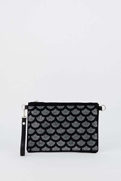 Vivaq Γυναικεία τσάντα χειρός και clutch από ασήμι, πέτρα και σουέντ με λουρά...