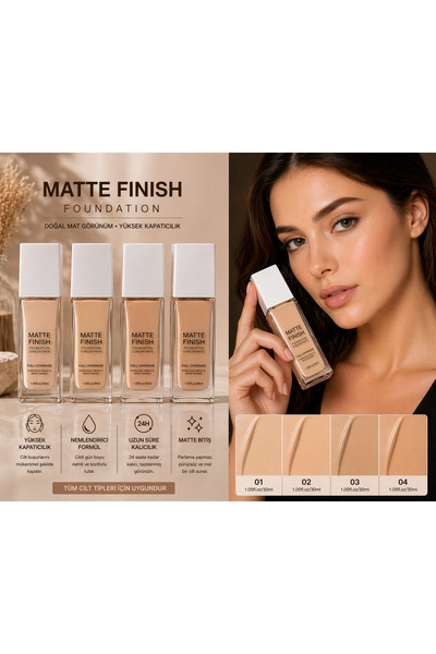 Seckinnn Matte Finish Fondöten – Doğal Ton Serisi Ton:04
