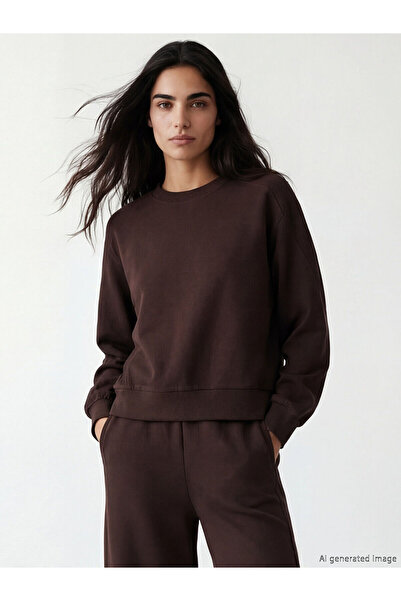 LC Waikiki Nevavm Oval Collar Oversize Women's Sweatshirt with a Difference