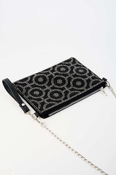 Vivaq Kadın Halka Altın Taşlı Süet Bilek Askılı Ve Zincir Askılı Portföy El Ve Clutch Çanta
