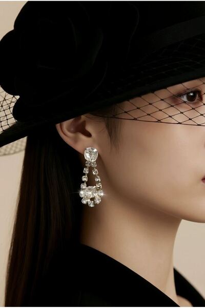 Monalisa Home Luxury Silver Color Stone Evening Dress Earrings