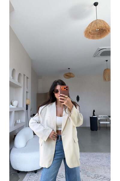 Buket Teke Μπεζ ανοιξιάτικο μπουφάν με επένδυση από τένσελ, υψηλής ποιότητας