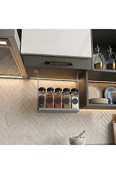 chalybes Modern Window Grey Galvanized Spice Rack - Kitchen Organizer Shelf