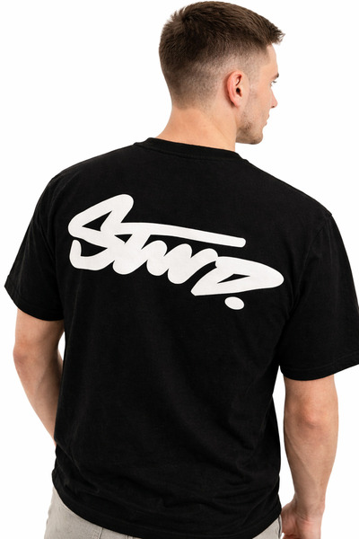 CLASSY.MODA Unisex Μαύρο μπλουζάκι με στάμπα oversize Streetwear Άνετη εφαρμο...